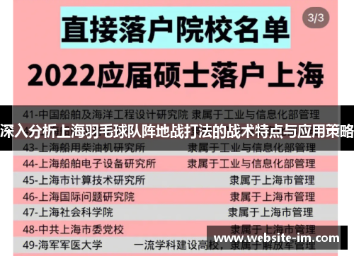 深入分析上海羽毛球队阵地战打法的战术特点与应用策略
